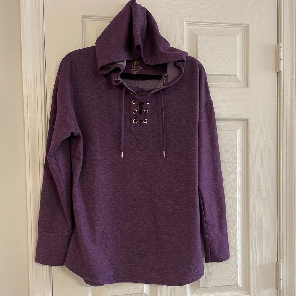 FREE 2 B FREE COUNTRY GROMMET LACE UP HOODIE PURPLE W/GOLD ACCENTS SIZE XL